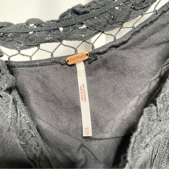 Free People Lace Trim One Shoulder Mini Dress Black • XS - Picture 6 of 8